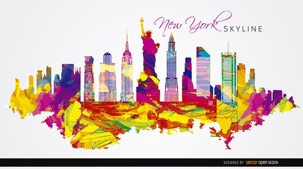 600x335 New York City Colorful Background Free Vector 123freevectors