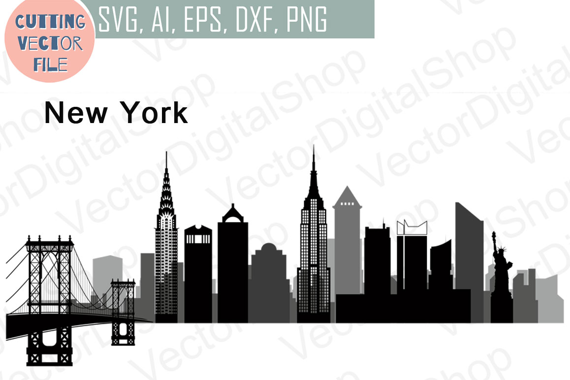 1158x772 New York Vector Usa Skyline Svg, Png, Jpg, Eps, Ai, Dxf By