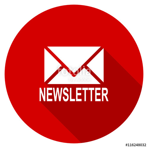 500x500 Flat Design Red Round Web Newsletter Vector Icon Stock Image And