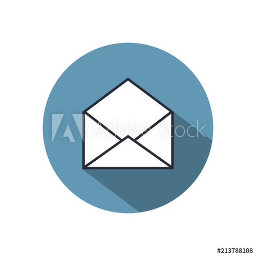 500x500 Mail Sign Icon Vector Or Envelope Icon With Shadow On A Light