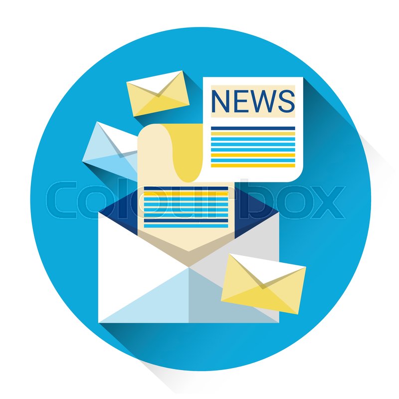 800x800 Newsletter Envelope Newspaper Icon Flat Vector Illustration