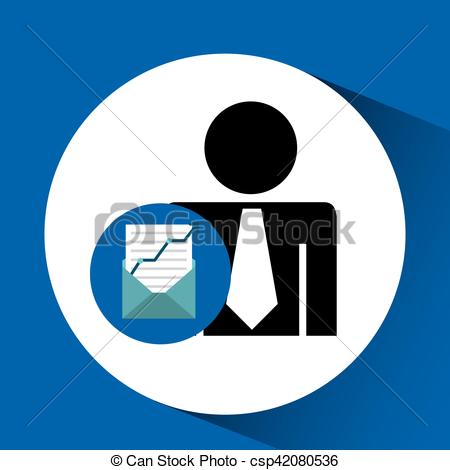 450x470 Silhouette Man With Email Newsletter Set Vector Illustration