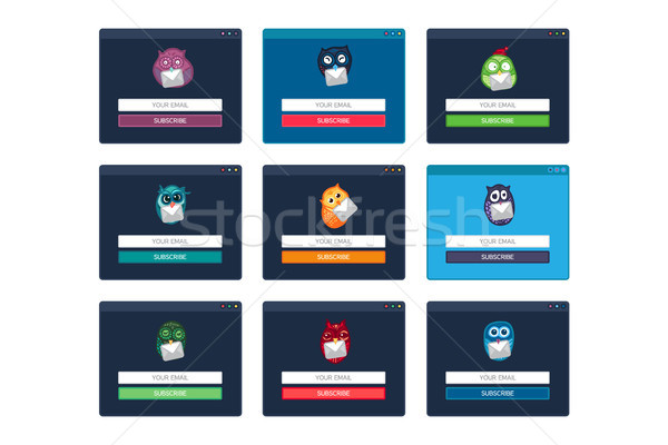 600x400 Form Of Email Subscribe, Newsletter Vector Illustration