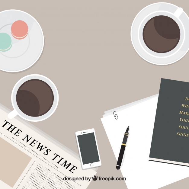 626x626 Flat Newspaper Background And Coffee Vector Free Download