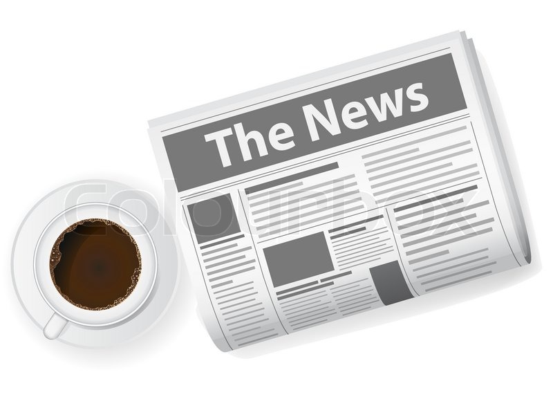 800x603 Cup Of Coffee And Newspaper Vector Illustration Stock Vector