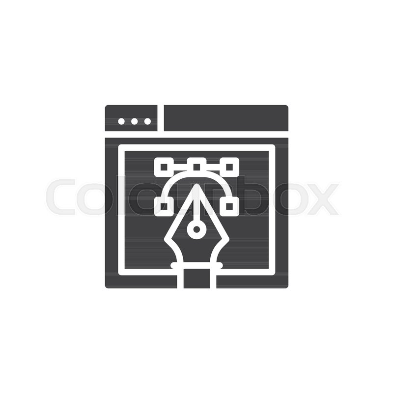 800x800 Web Design With Fountain Pen Nib Vector Icon. Filled Flat Sign For