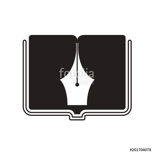 500x500 Open Book With Pen Nib Vector Illustration Stock Image And