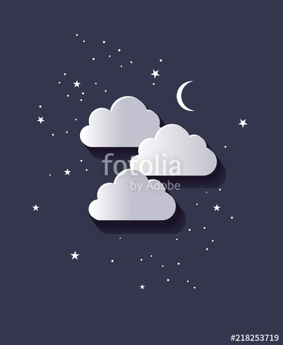 410x500 Abstract Night Sky Vector Illustration. White Flat Clouds With