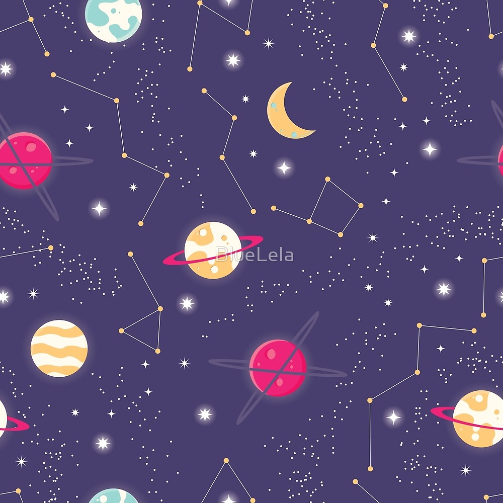 1000x1000 Universe With Planets And Stars Seamless Pattern, Cosmos Starry