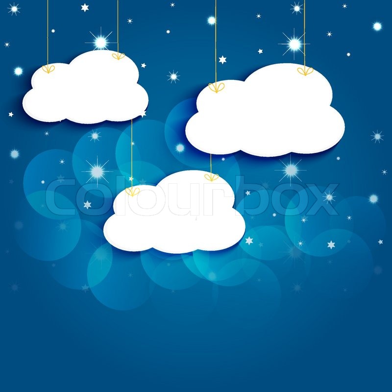 800x800 Cartoon Stars And Clouds In The Night Sky. Vector Eps10. Stock