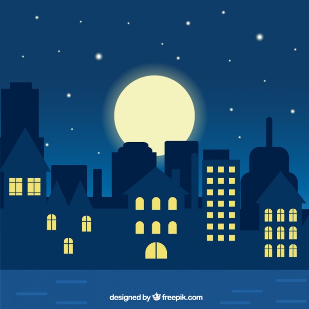 626x626 Night City Illustration Vector Premium Download