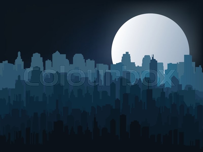 800x598 Night City Silhouette. Silhouette Of The City