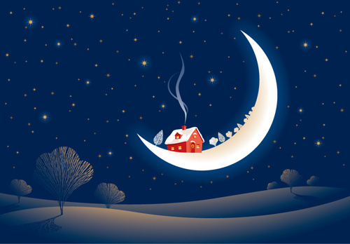 500x348 Night Landscape Free Vector Download (2,542 Free Vector) For