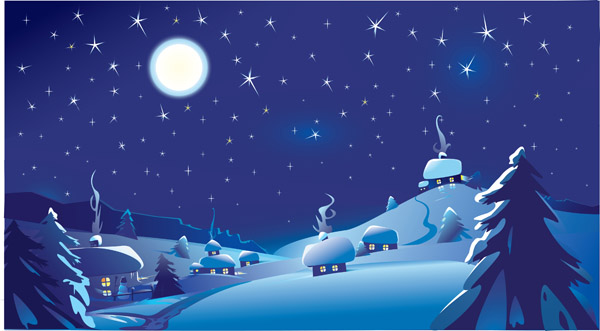 600x331 Vector Christmas Night Free Vector 4vector