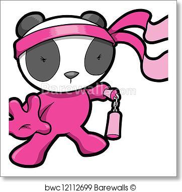 362x382 Art Print Of Cute Pink Panda Bear Ninja Vector Barewalls Posters