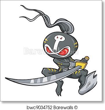 362x382 Art Print Of Ninja Vector Illustration Barewalls Posters