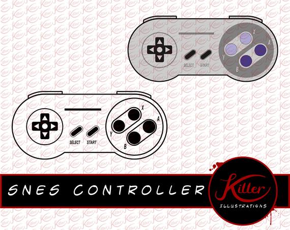 570x453 Snes Controller Vector Clip Art Cut File Instant Digital Etsy
