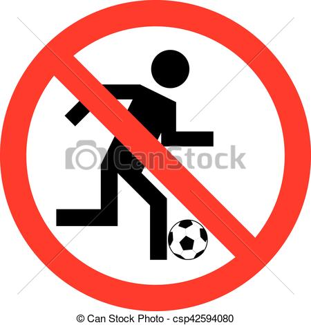 450x470 Ban On Playing Football , No Play Or Football Sign, Vector