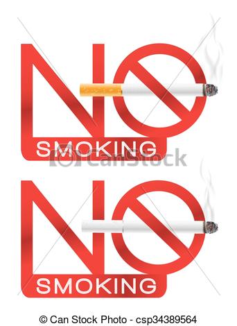 342x470 No Smoking Sign With Cigarette And Smoke. Vector Illustration.