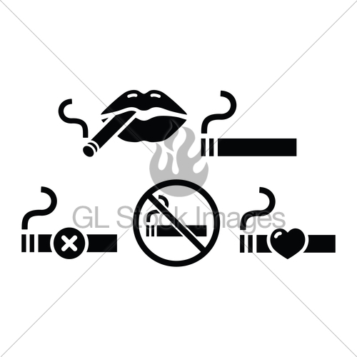 500x500 Sexy Lips With Ciagarette, No Smoking Vector Icons Set Gl Stock