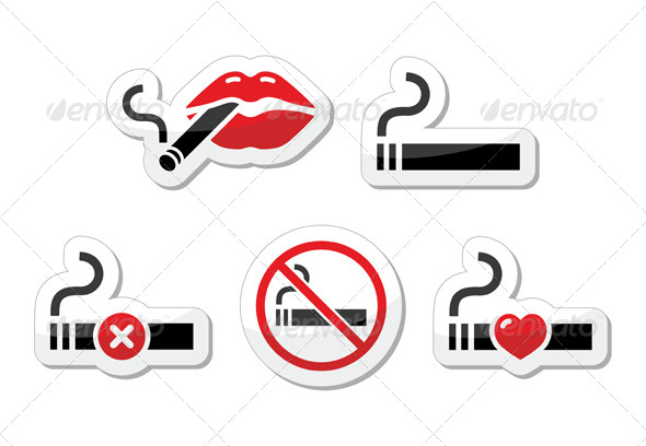 590x408 Lips With Cigarette, No Smoking Vector Icons By Redkoala