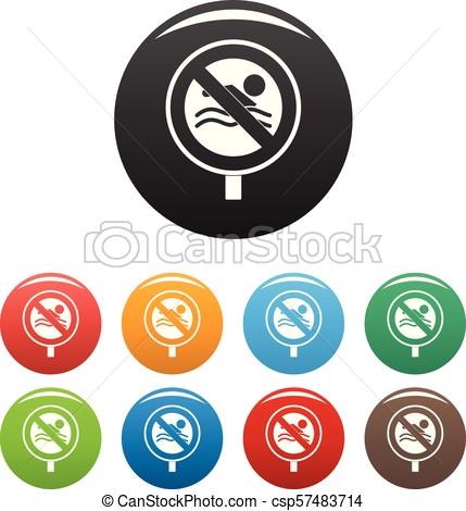429x470 No Swimming Icons Set Color Vector. No Swimming Icon. Simple