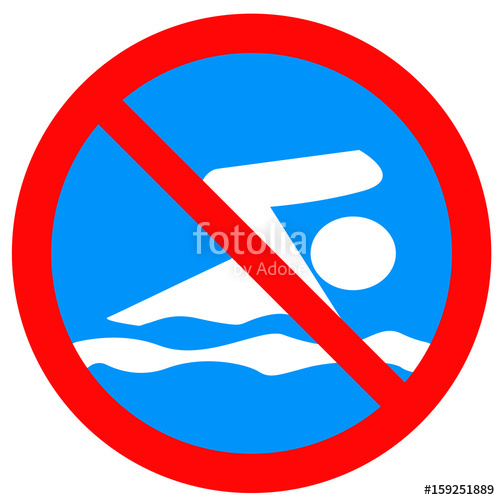 500x500 No Swimming Sign, On White Background, Vector Illustration Stock