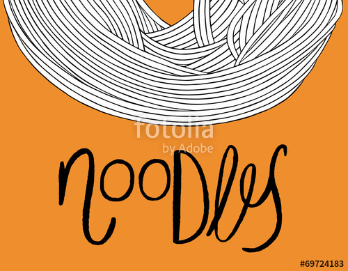 500x389 Hand Drawn Noodle Illustration With Handwritten Text Stock Image