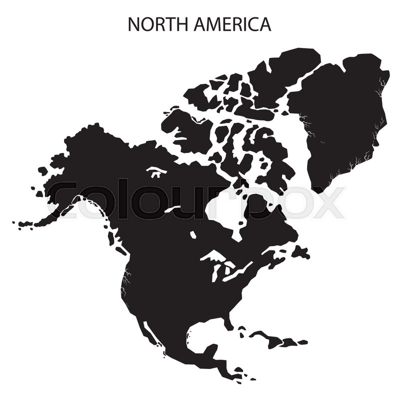 800x800 North America Map On White Background. Black North America Map