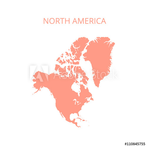 500x500 North America Map. Vector Illustration.