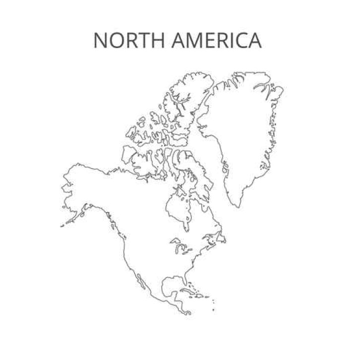 700x700 North America Map. Vector Illustration. Wall Mural We