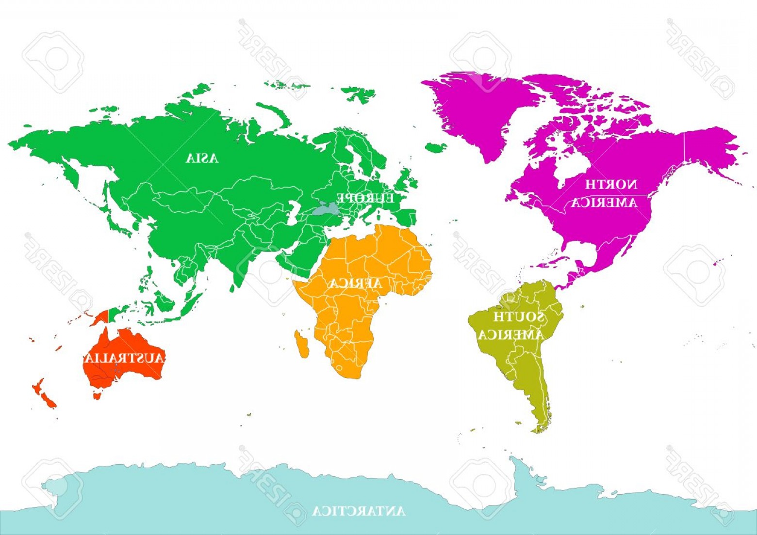 1560x1104 Photostock Vector Seven Continents World Map North America South