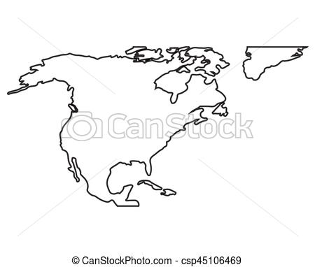 450x382 Isolated Map Of North America On A White Background, Vector