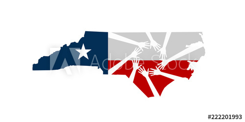 500x250 Hands Helping North Carolina Vector Illustration