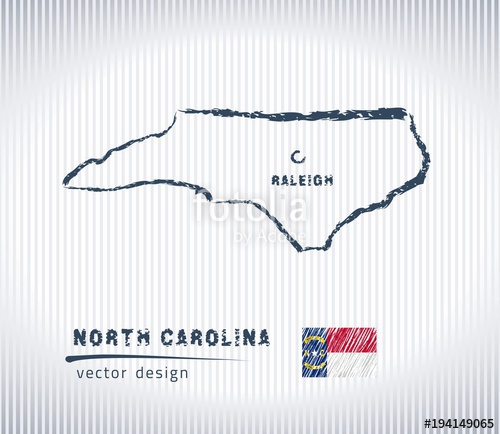500x434 North Carolina National Vector Drawing Map On White Background