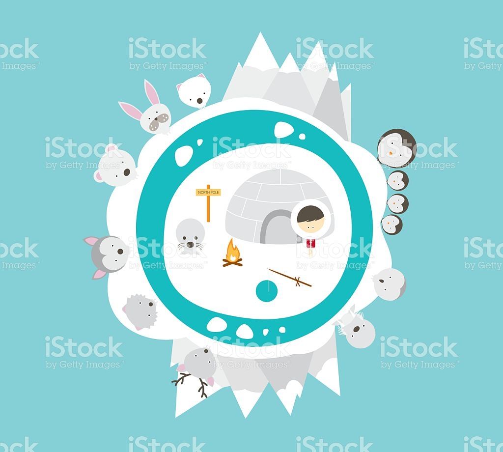 1024x920 Vector Illustration Is Showing Arctic Animals, Situated On North