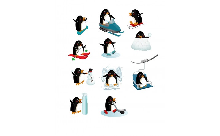 716x443 Winter Penguins Vector Pack