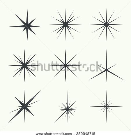 450x470 Vector Set Of Sparkle Lights Stars. Stars With Rays, Explosion