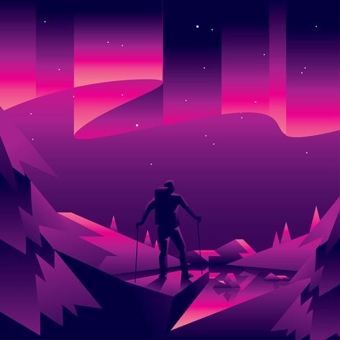 490x490 Northern Lights Landscape Vector