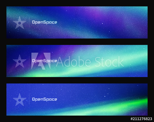 500x396 Set Of Horizontal Banners With Beautiful Starry Sky And Northern