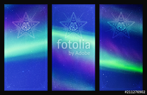 500x324 Set Of Vertical Banners With Beautiful Starry Sky And Northern