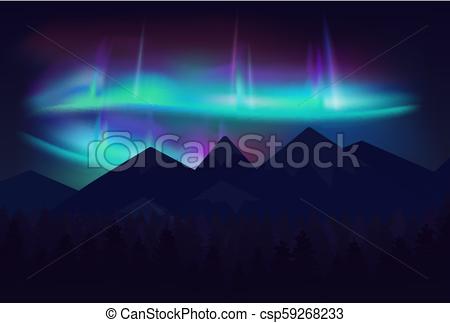 450x323 Vector Beautiful Northern Lights Aurora Borealis In Night Sky Over
