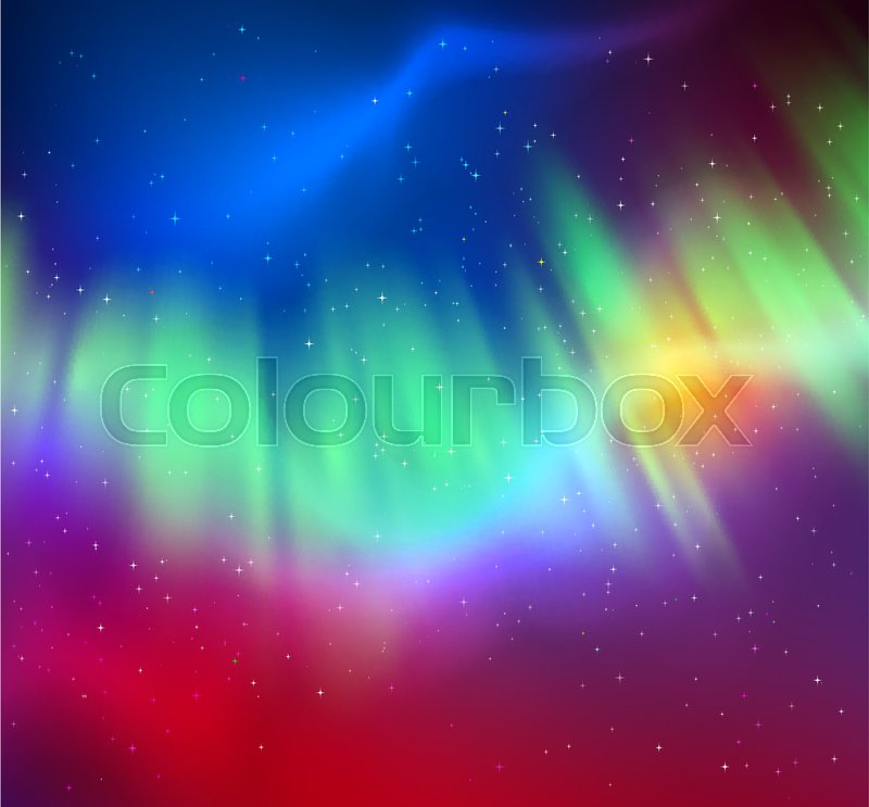800x743 Vector Illustration Of Northern Lights Background In Green, Cyan