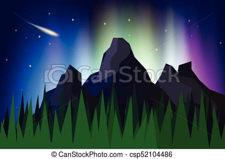 450x319 Lanscape Mountain View With Aurora Borealis Abstract Background