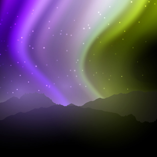 626x626 Night Landscape With Northern Lights Sky Vector Free Download