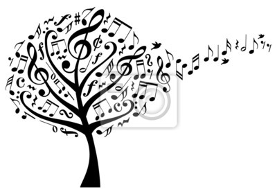 400x280 De La Con Las Notas Musicales, Vector Fotomural