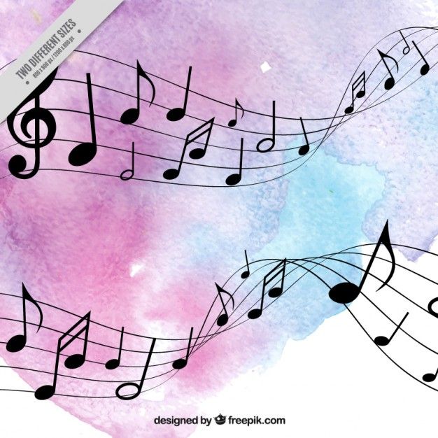 626x626 Fondo De Acuarela De Pentagrama Con Notas Musicales Vector Gratis