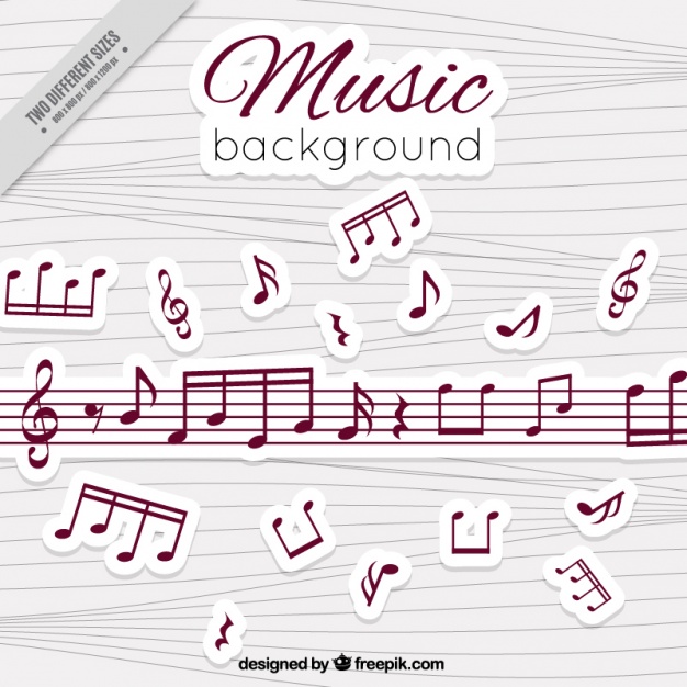 626x626 Fondo De Pentagramas Y Notas Musicales De Colores Vector Free
