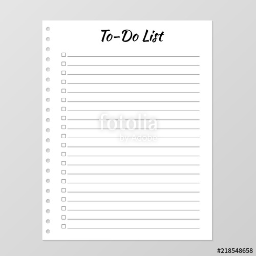 500x500 To Do List Template. Daily Planner Page. Lined Paper Sheet. Blank