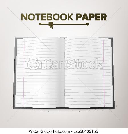 450x470 School Notebook Paper Vector. Linked Paper Pages. Realistic 3d